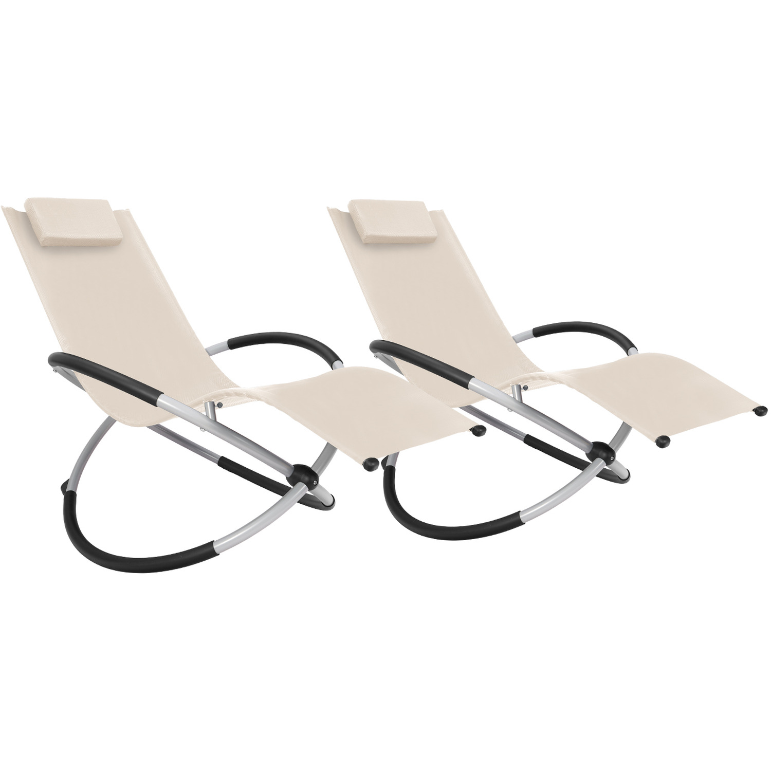 Smartliving Luxury Foldable Zero Gravity Rocking Lounger Chair With Pillow - Beige