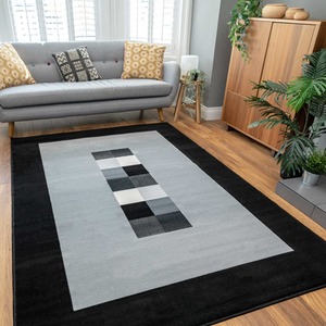 Bordered Geometric Living Room Rug