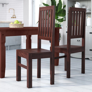 Toko Dark Mango Wood Dining Chair High Slat Back Set of 2