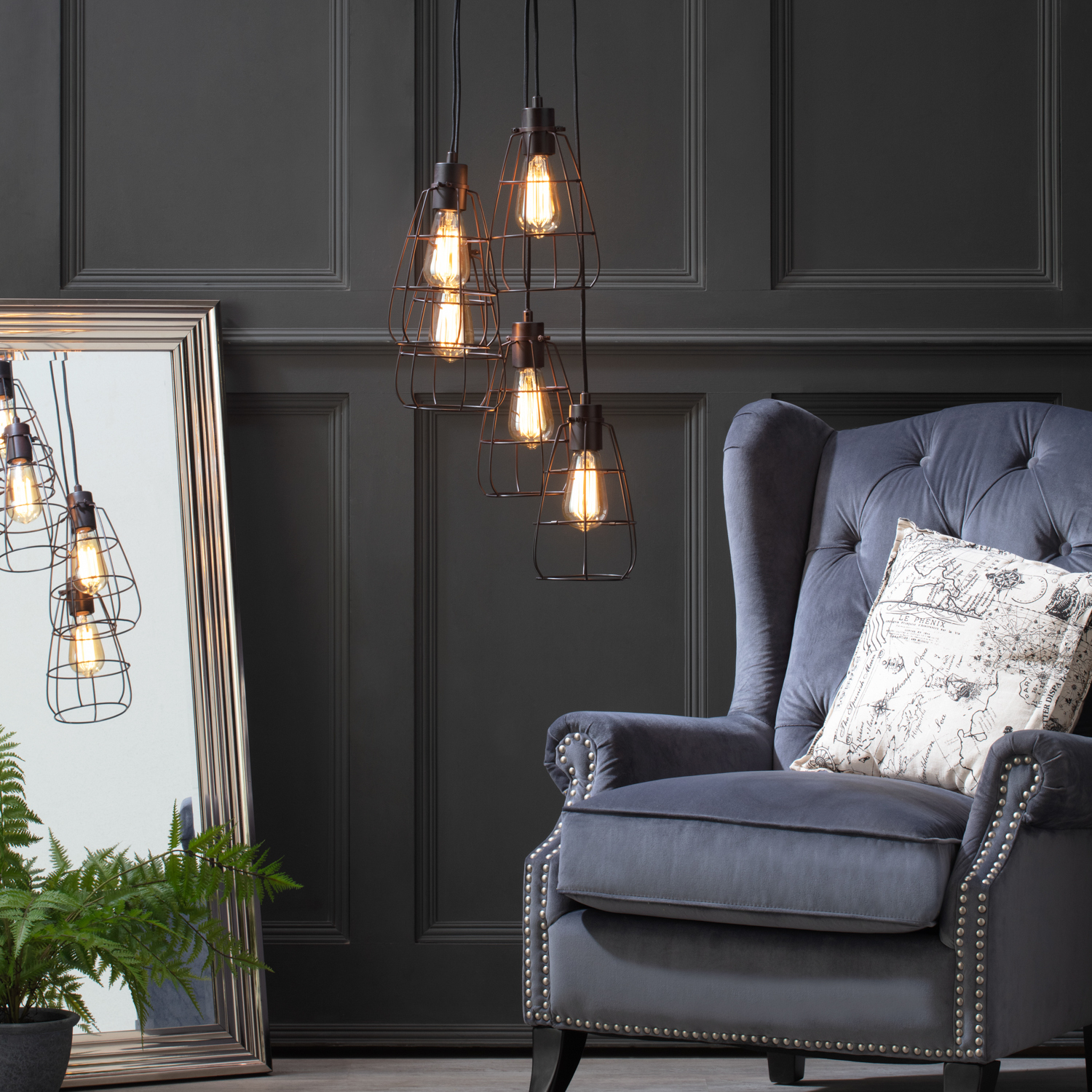 Drax 5 Light Ceiling Cluster Pendant - Bronze