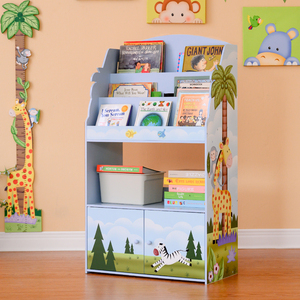 Kids Wooden 3 Tier Sunny Safari Bookcase Display Storage