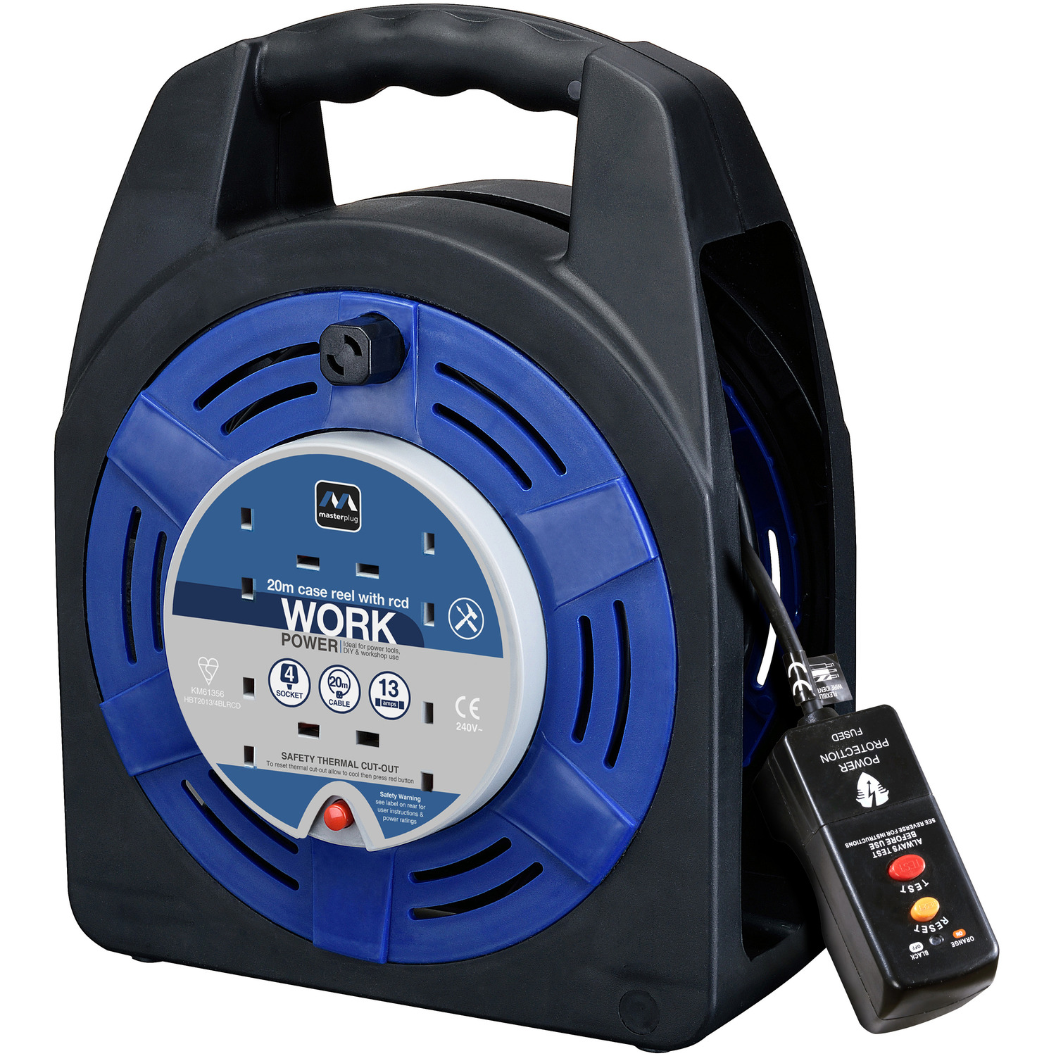 4 Socket 20m 13A Cable Reel with RCD