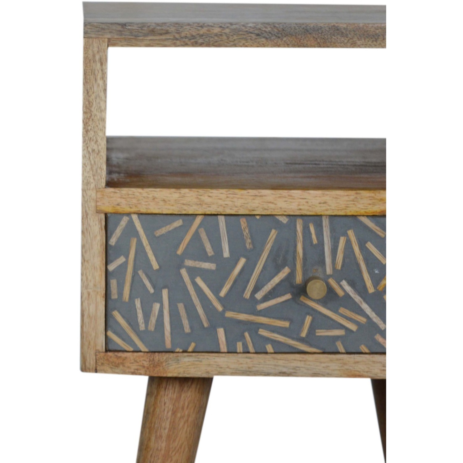 Artisan Retro Style Mango Wood Square Bedside Storage Cabinet With Drawer - Brown