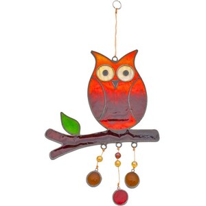 Owl on a Branch Hanging Suncatcher