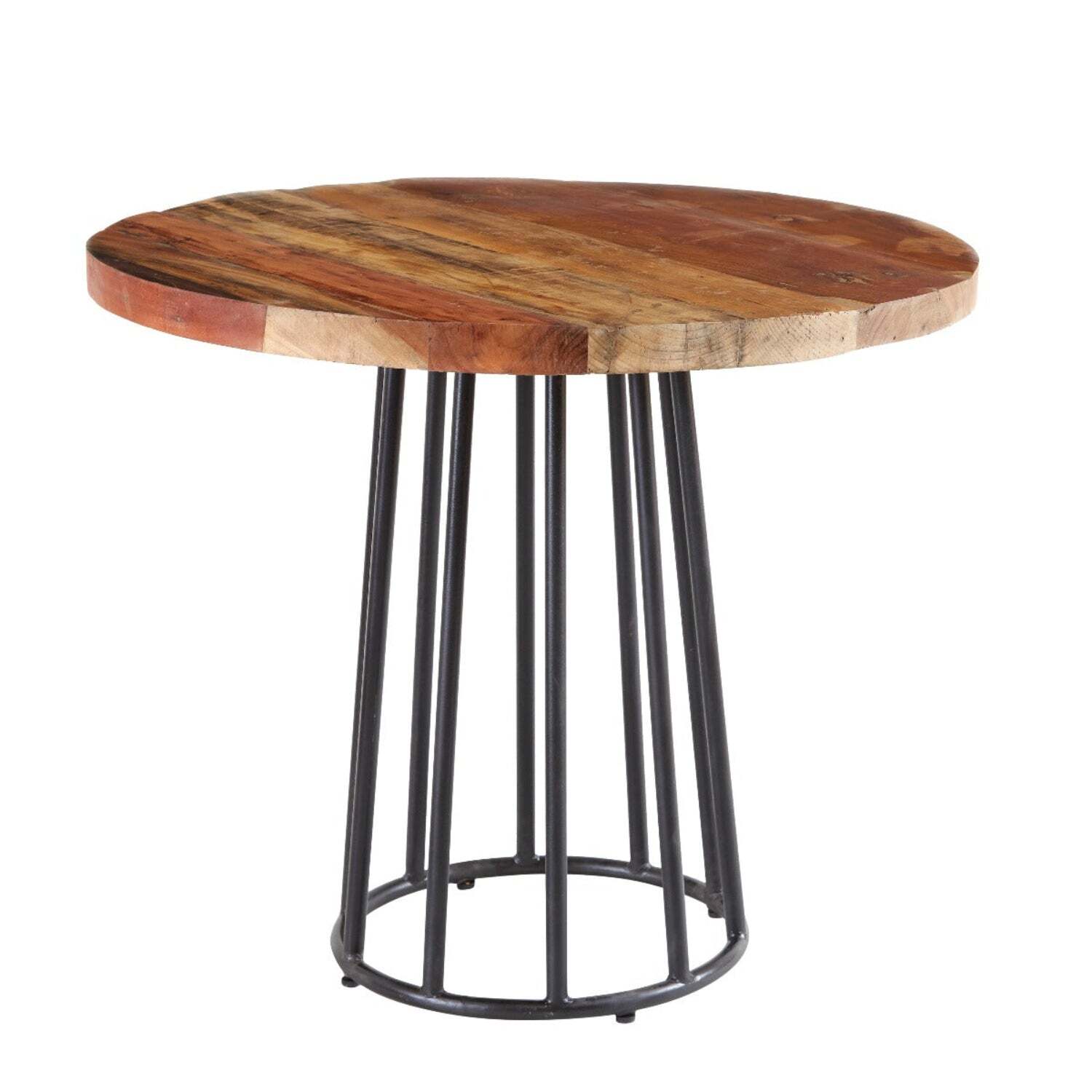 Reclaimed Boat Wooden Small Square Dining Table Set With 4 Chairs - Multicolour