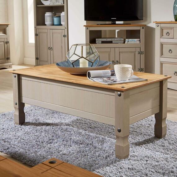 Home Source Corona Rustic Coffee Table Storage Unit