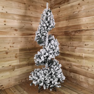 Spiral Snow Flocked Christmas Tree