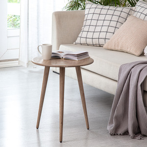 Greige Judy End Table Solid Wood Bedside Table for Living Room shot 4693891