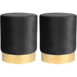 Round Velvet Pouffes - Pack of 2