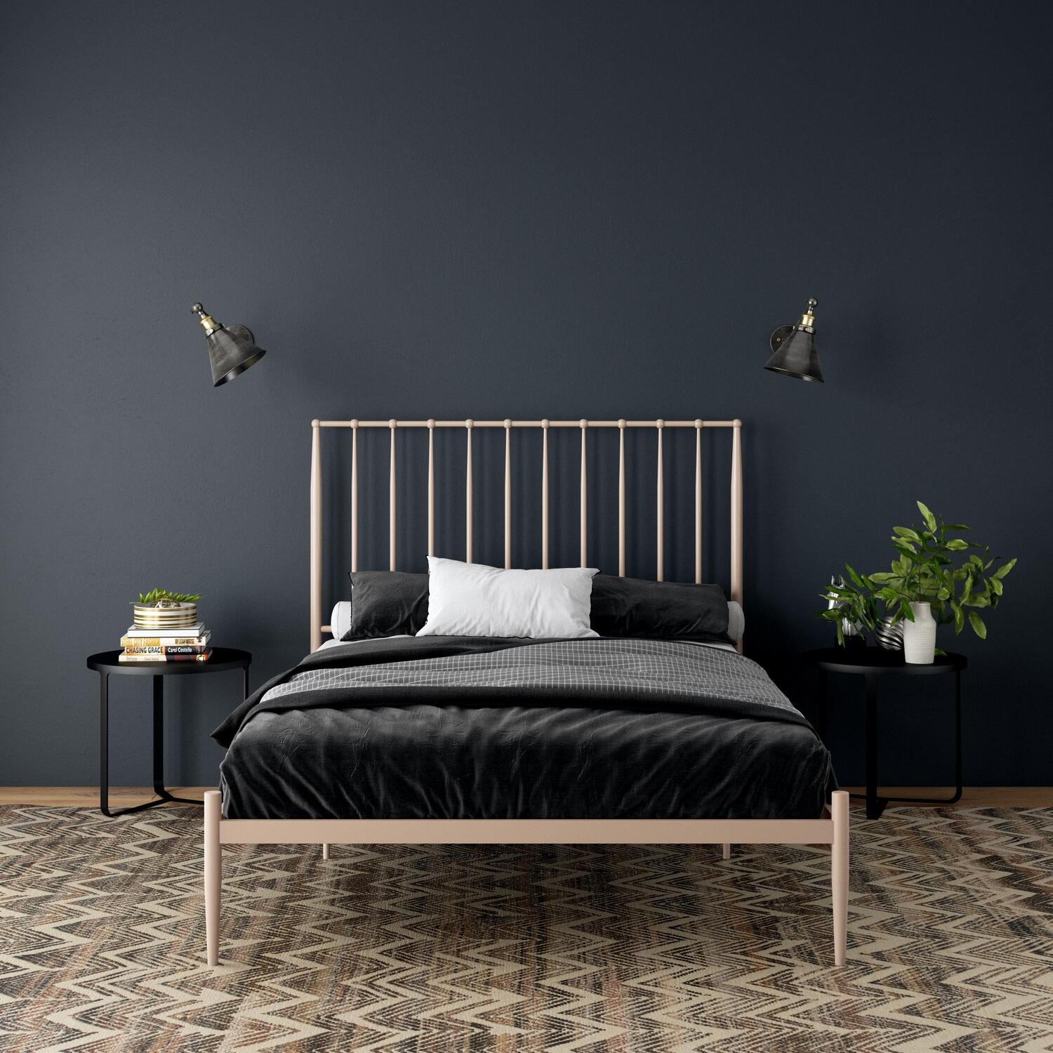 Giulia Modern Metal Bed - Millennial Pink King