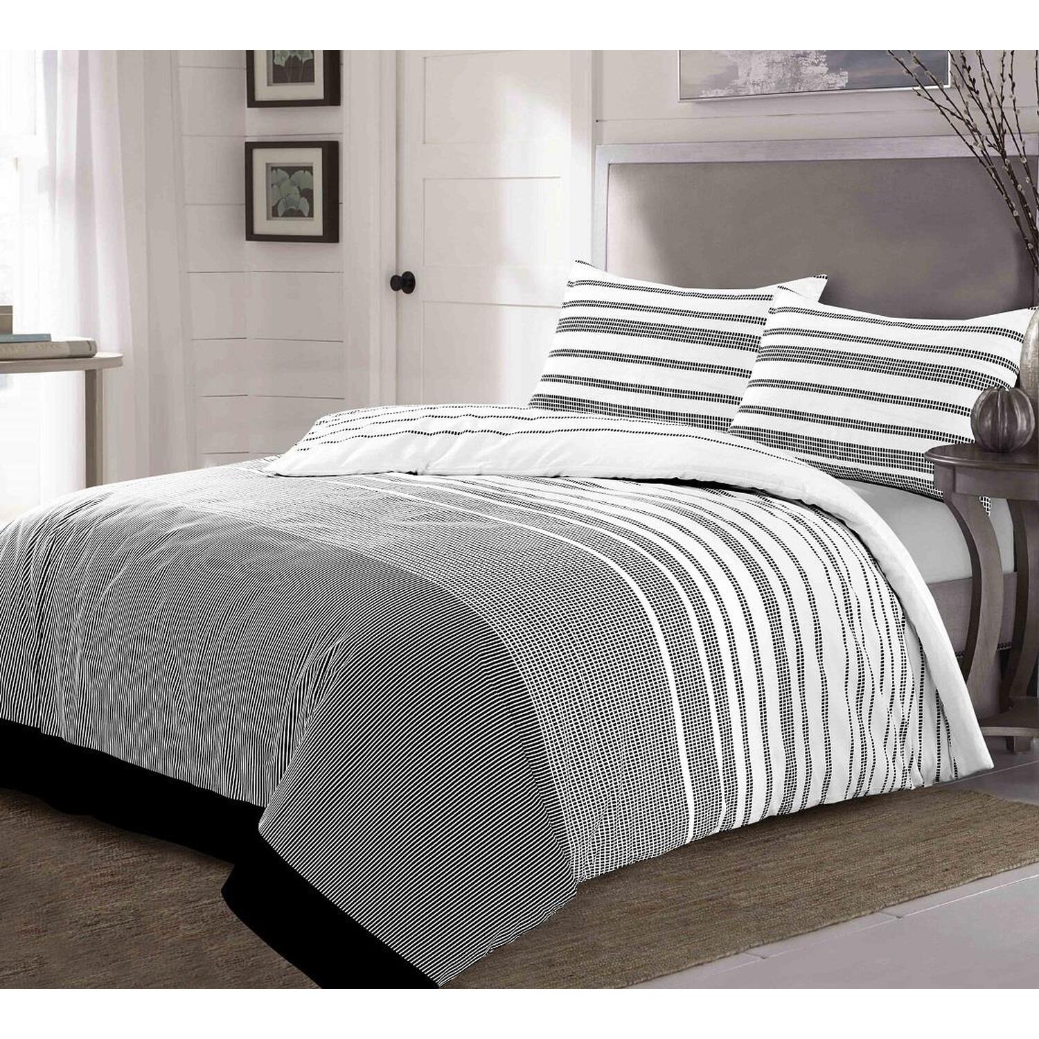 Maximus Striped Duvet Cover Set - Black Superking