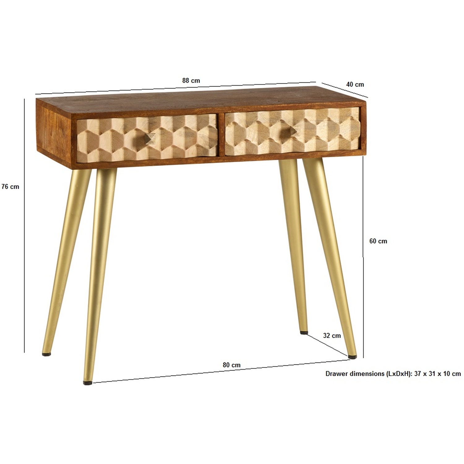 Edison Modern Console Tabledesk - Brown