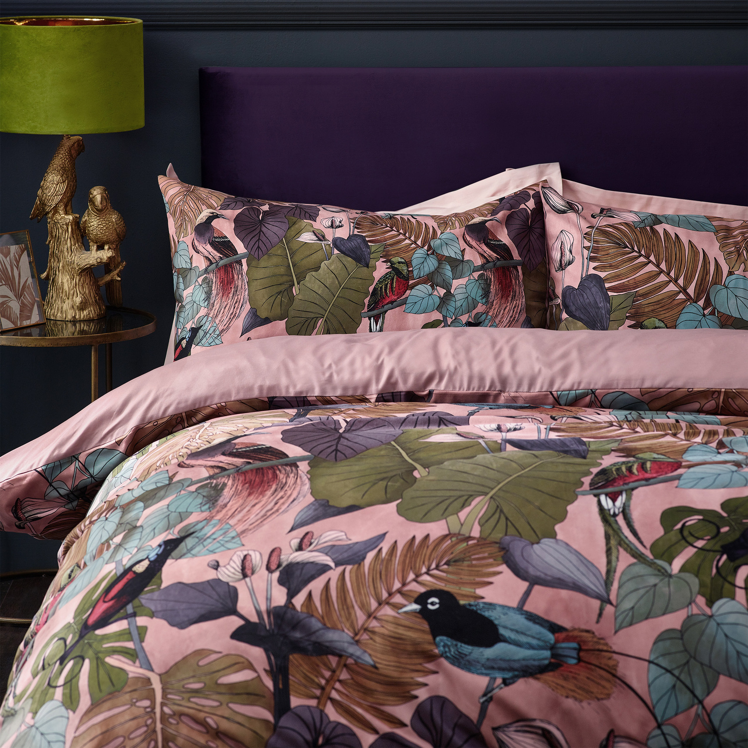 Moriyo Tropical Velvet Duvet Cover Set - Dusky Blush Single