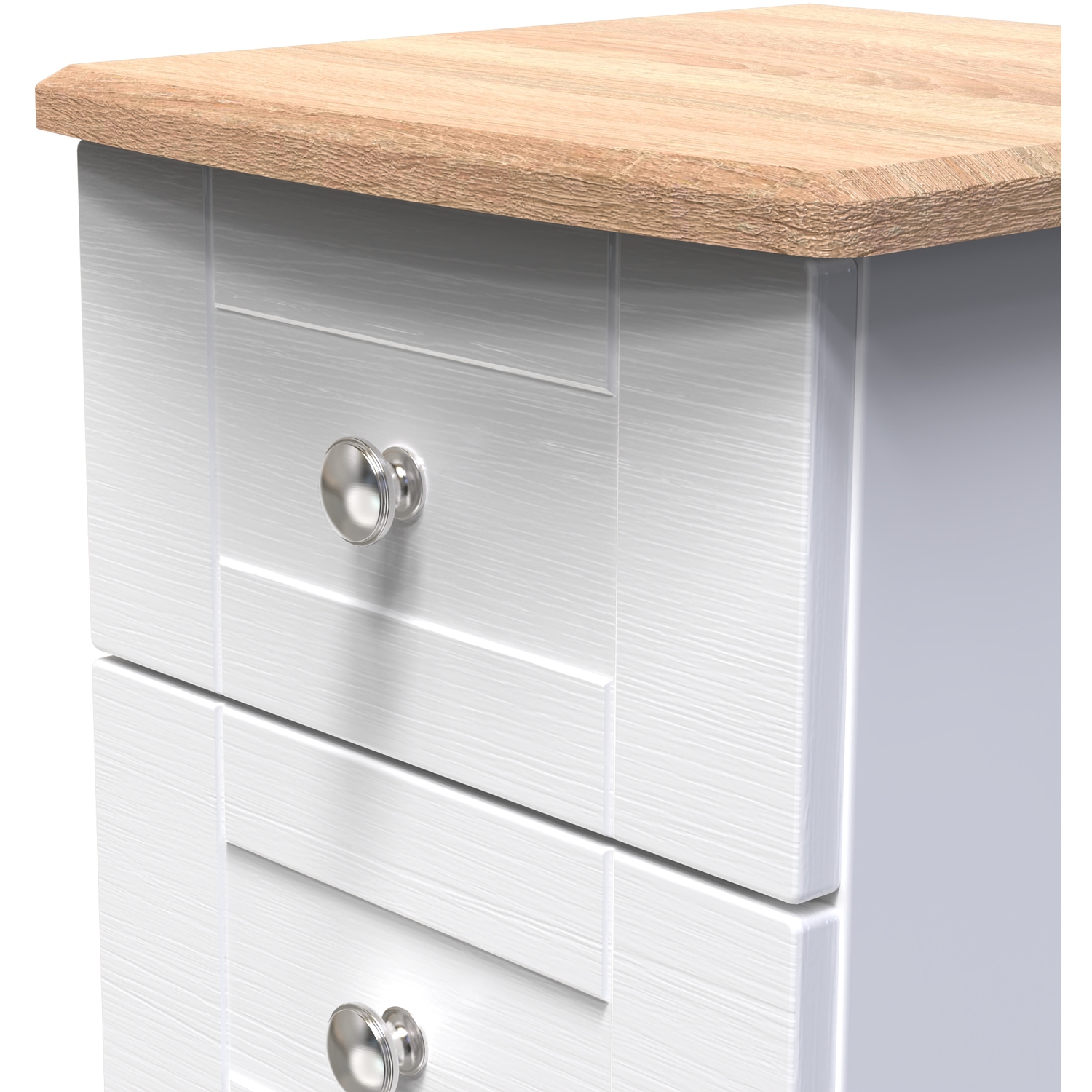 Sussex Fully Assembled 2 Drawer Bedside Cabinet - White Ash Bardolino Oak