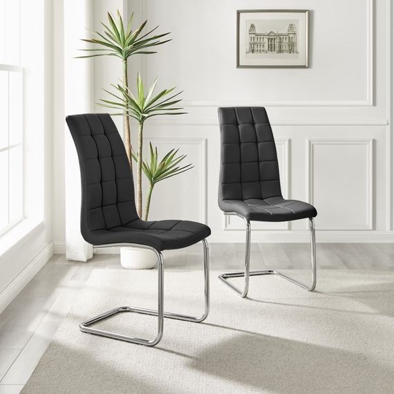 2 x Deep Foam Cushioned Murano Upholstered Modern Kitchen Dining Chairs