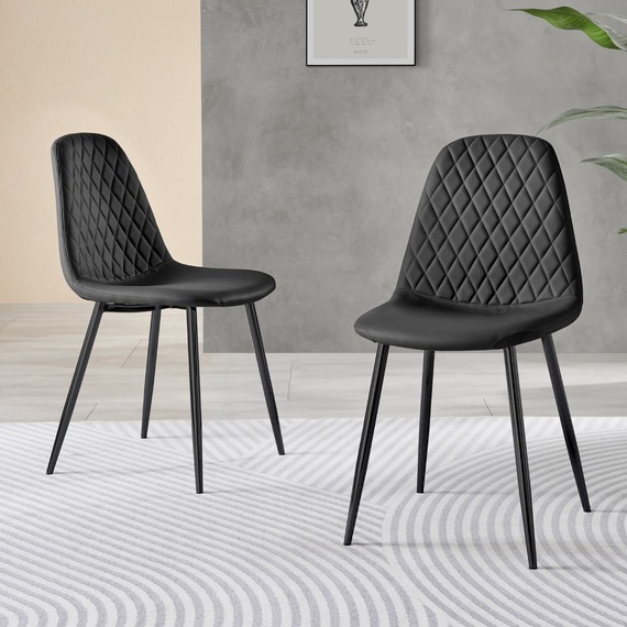 2 Corona Faux Leather Dining Chairs with Black Legs