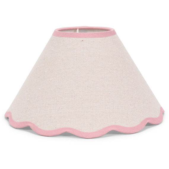 Florie Natural Linen Tapered Lamp Shade with Scallop Pastel Trim