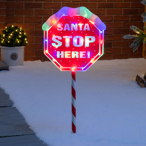 Santa Stop Here Sign Light