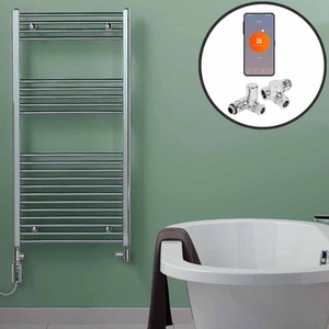 Bray Wifi Dual Fuel Heated Towel Rail, Straight, Chrome