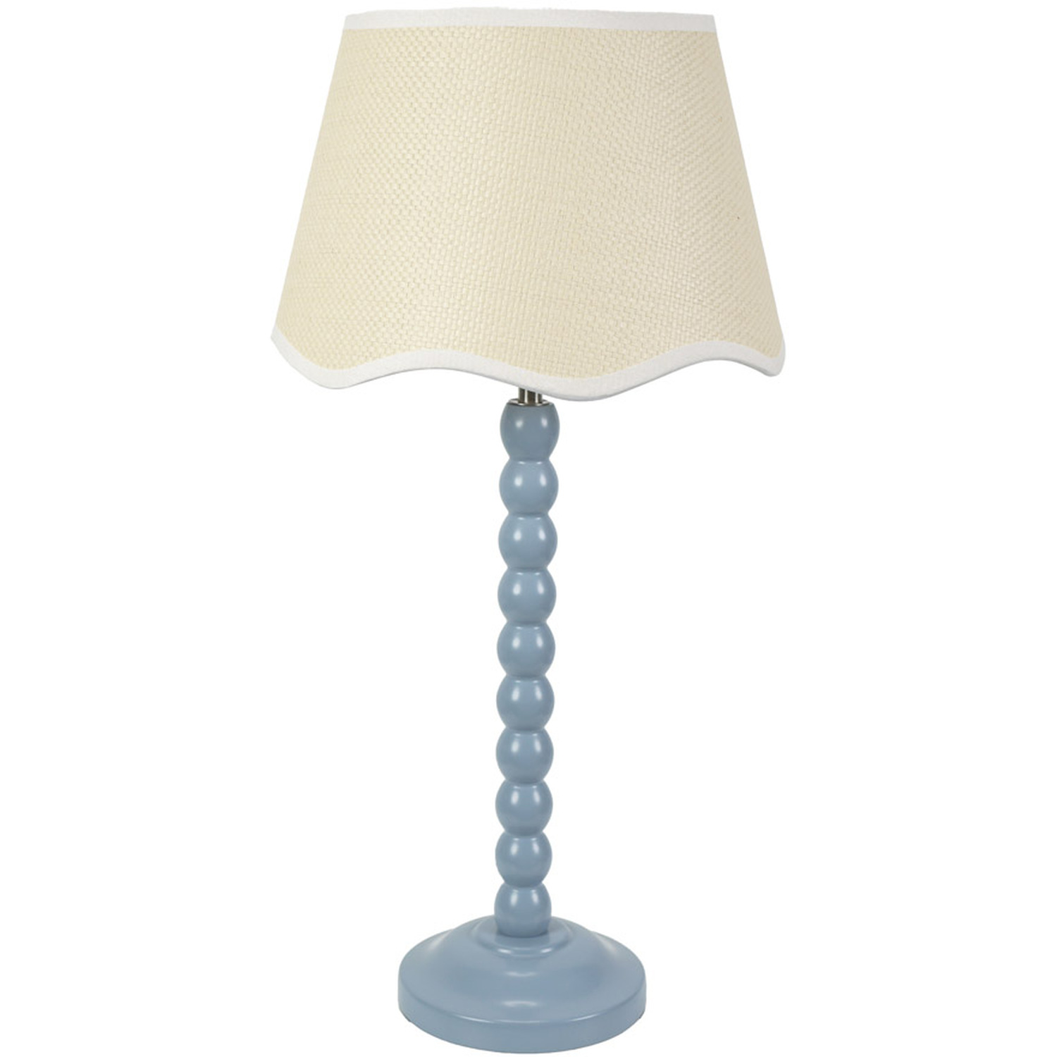 Bobbins Table Lamp with Linen Scallop White Trim Shade - Powder Blue / Yes