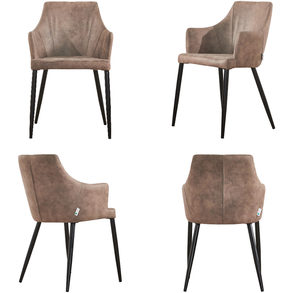 Set of 4 Zarah Faux Leather Dining Chairs Metal Legs Dining Room Chairs
