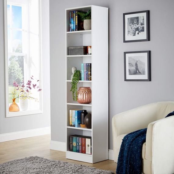 Home Source Clara Tall Narrow Storage Bookcase  
