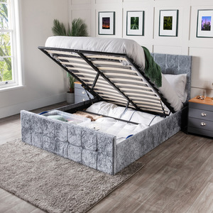 Crushed Velvet Ottoman Bed With Hybrid Mattress