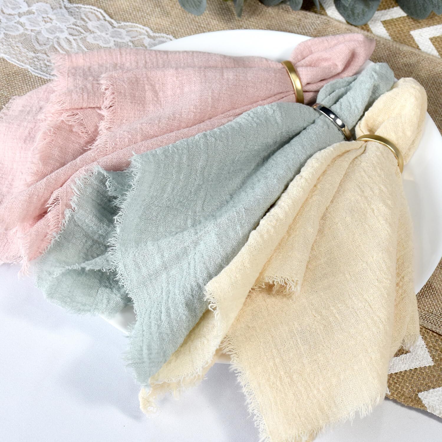 Image of Fringe Cloth Cotton Table Napkin -&hellip;
