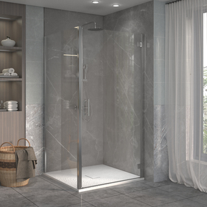 Chrome Bathroom Shower Enclosure Hinged Door 90cm wide with Side Panel