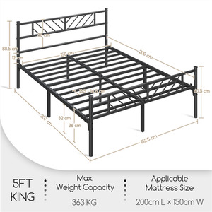 Black / King Metal Bed Frame with Arrow Design Headboard and Footboard shot 7393155
