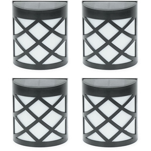 Set of 4 Diamond Black Outdoor Solar Wall Light