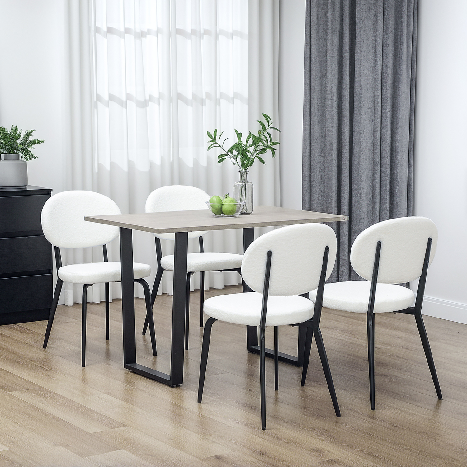 HOMCOM Modern Boucle Dining Chairs Set of 4 for Kitchen