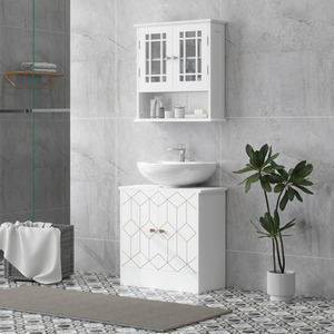 HOMCOM Bathroom Under Sink Cabinet with 2 Doors Open Compartment