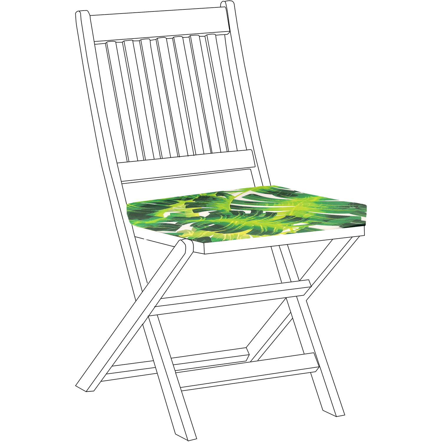 Outdoor Garden Chair Cushion Printed Seat Pad - Palm 1