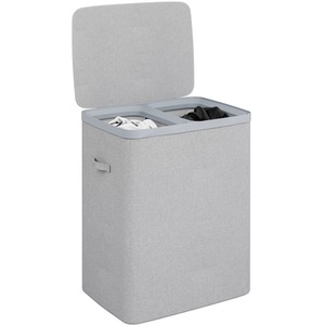 Double Laundry Seperation Hamper Bin Clothes Washing Basket With Lid