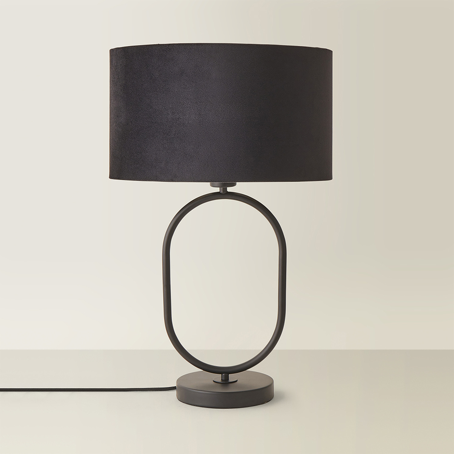 Image of Antonia Matte Black Oval Table Lamp&hellip;