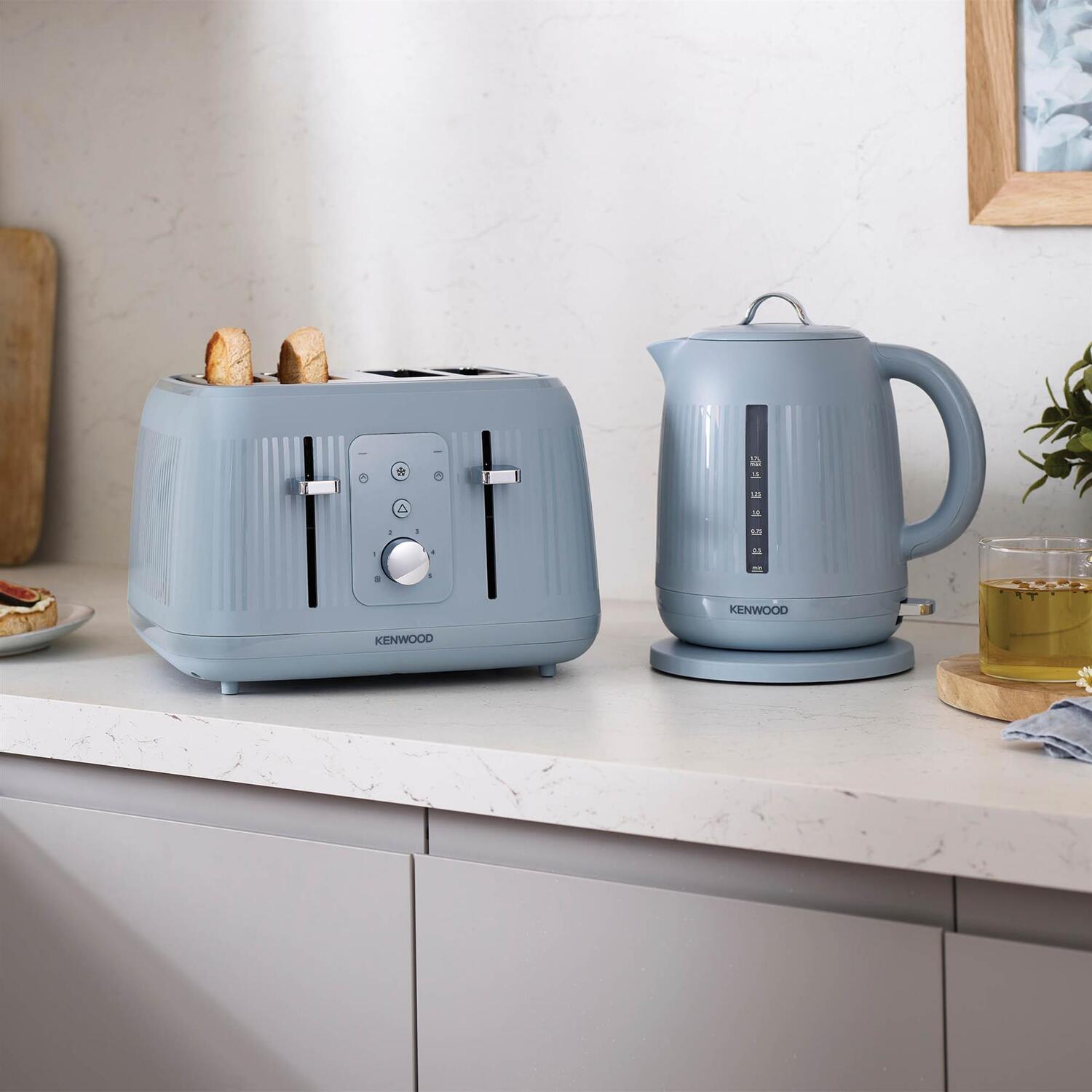 Dawn 1.7L Kettle  4 Slice Toaster - Stone Blue