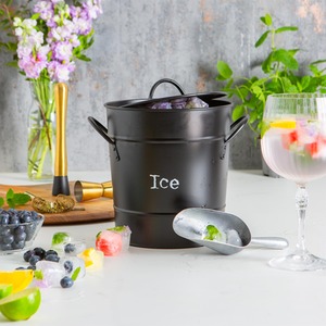 Vintage Metal Ice Bucket with Scoop