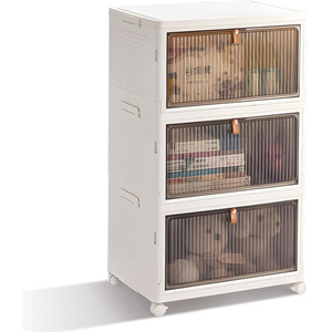 StackableFoldable Plastic Storage Boxes with Lids on Wheels