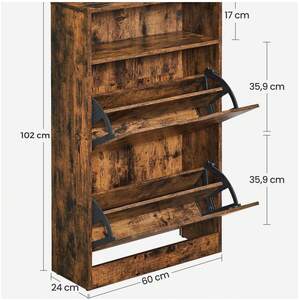 VASAGLE Rustic Shoe Cabinet with Flip Doors