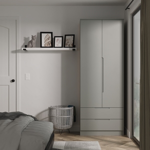 Milan Ready Assembled Tall 2 Drawer Double Wardrobe