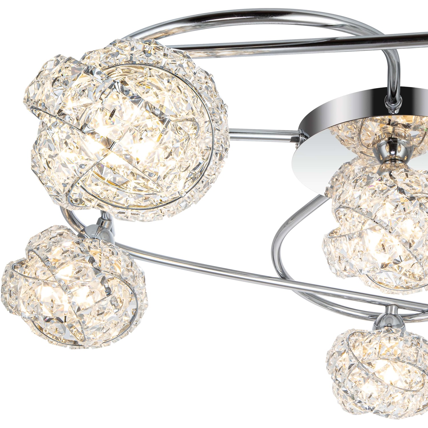 Cosylyte Mirri 6 Light Glass Ceiling Light - Chrome