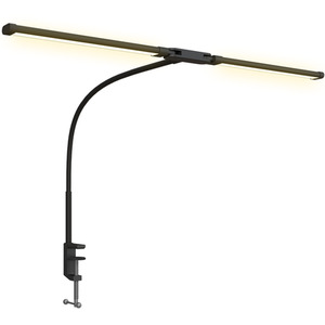 HOMCOM Double Head LED Desk Lamp with Clamp for Study
