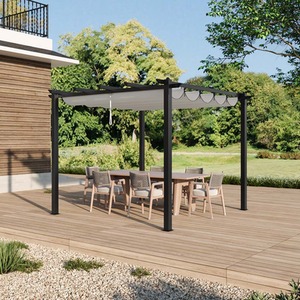 10x10ft Aluminium Garden Pergola with Retractable Roof