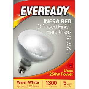 Eveready Infra Red Heater Lamp Bulb E27 1300lm 250W 2700K