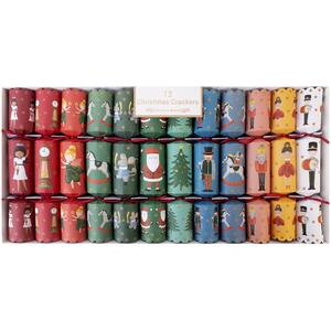 12 Santa and Nutcracker Christmas Crackers