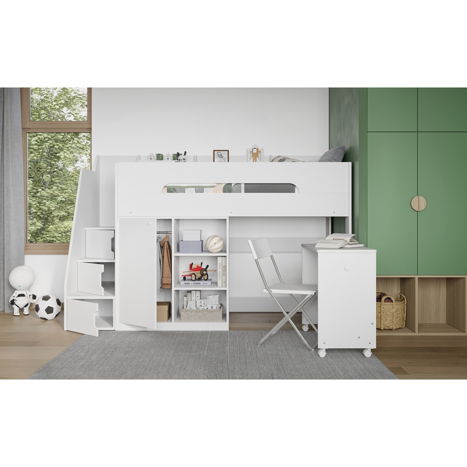 Stepaside High Sleeper Workstation White - White