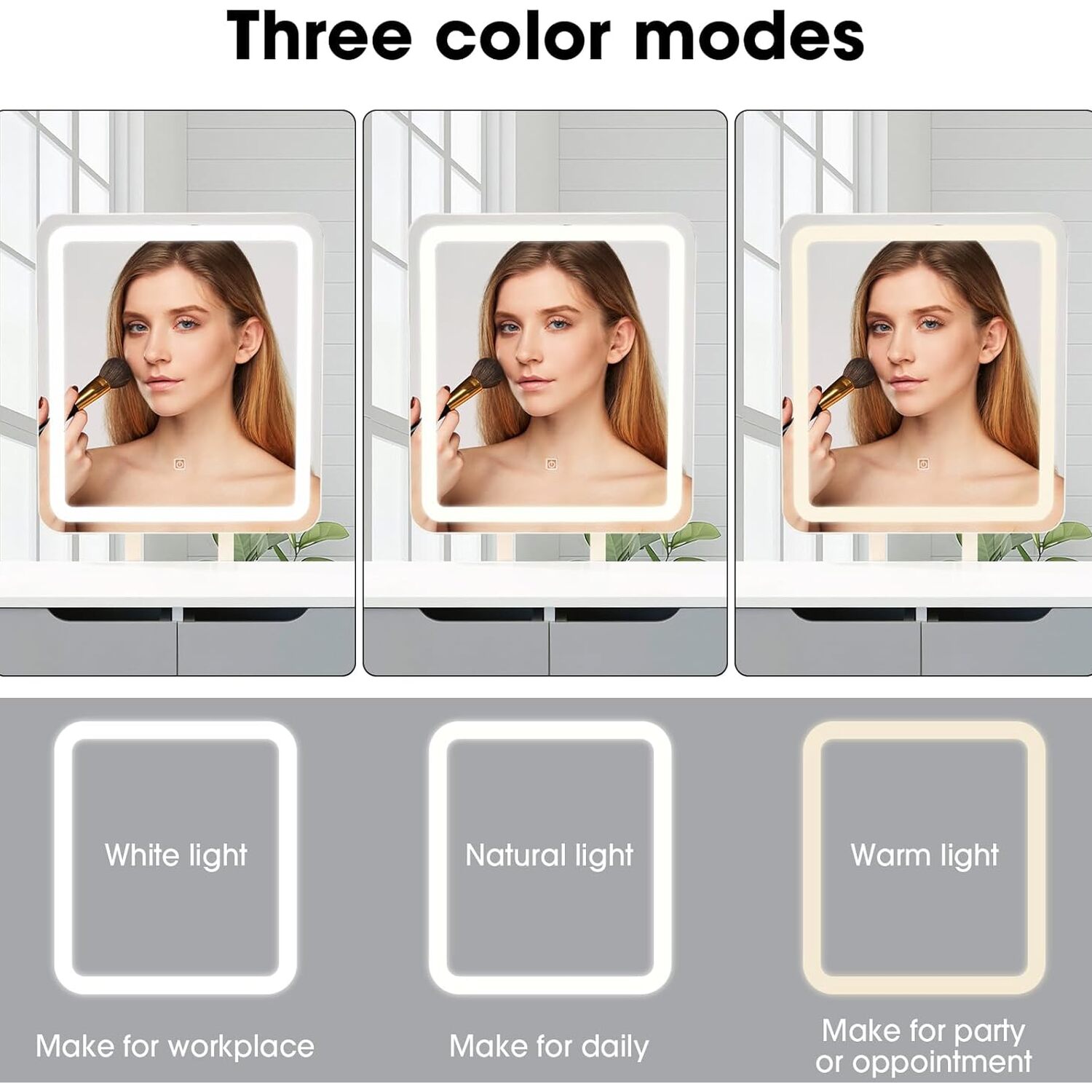 Vanity Dressing Table Set With Rectangle Led Light Mirror Grey - Grey