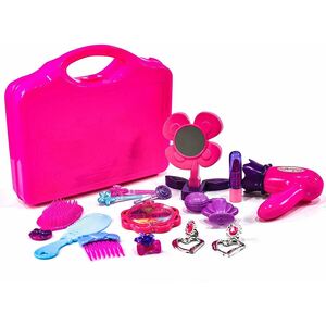 Girls Toy Vanity Beauty Cosmetic Bag Hair Dryer Make Up Gift Set