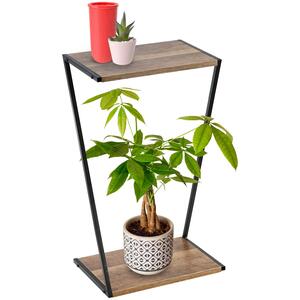 2 Tier Plant Stand 50cm Tall Tiered Pot Table Z Shaped Design